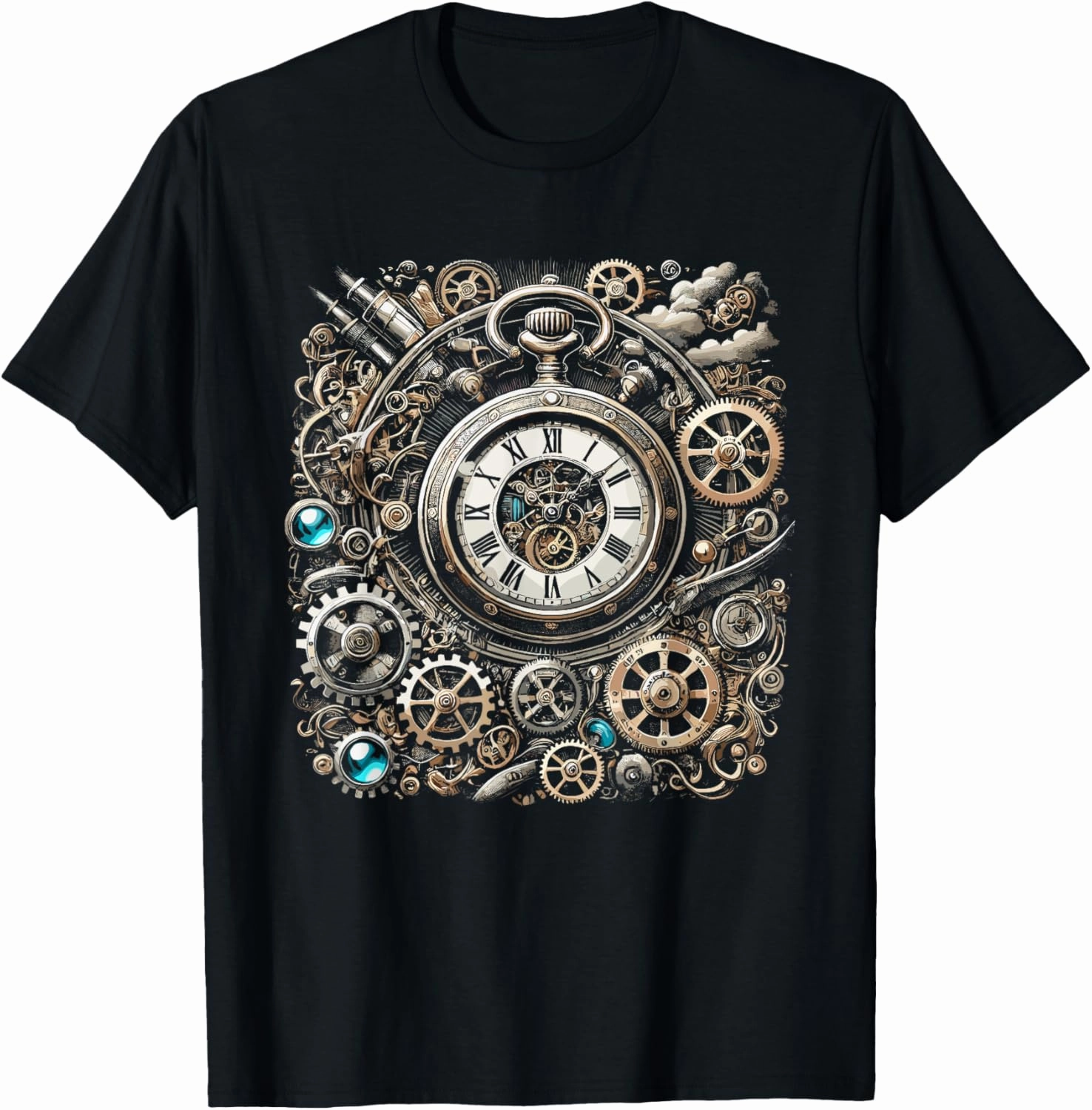 Retro Vintage Pocket Clock Cogwheel Gears for Engineers T-Shirt