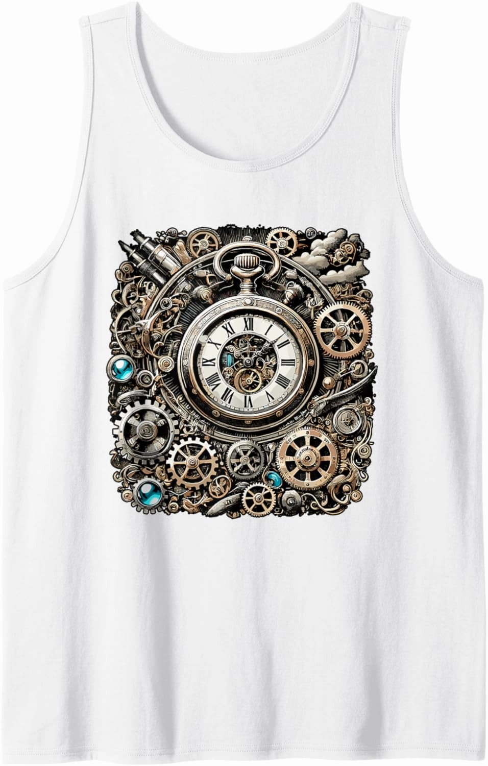 Retro Vintage Pocket Clock Cogwheel Gears for Engineers Tank Top