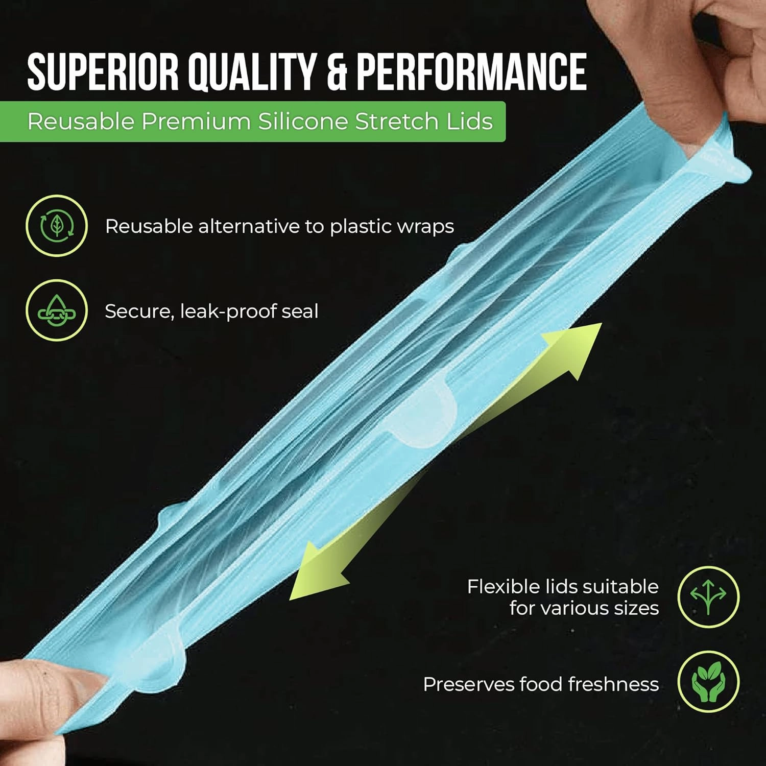 Reusable Silicone Stretch Lids for Food Storage in Fridge - Elastic Heat-Resistant Bowl Covers, Cups, Cans, Jars - Universal Food Grade Lid - Dishwasher Safe -7 Pack-Aqua Mist Stretchy Lid Set
