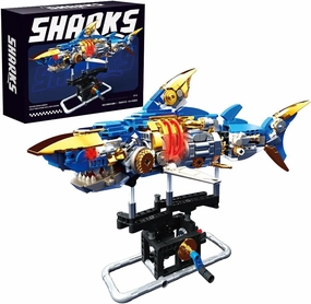 RiceBlock Shark Building Blocks Sets, Sea Animal Building Toys for Ages 8-13, Adult Challenge STEM Toys for Kids, Adults Crossing Ocean, 685 Pieces