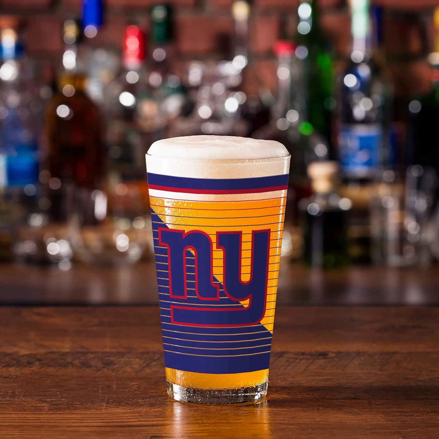 Rico Industries NFL Football Main 16 oz Pint Glasses with Digitally Printed Logo, Practical Set of 2 Classic Drinking Glasses, Dishwasher Safe