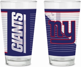 Rico Industries NFL Football Main 16 oz Pint Glasses with Digitally Printed Logo, Practical Set of 2 Classic Drinking Glasses, Dishwasher Safe
