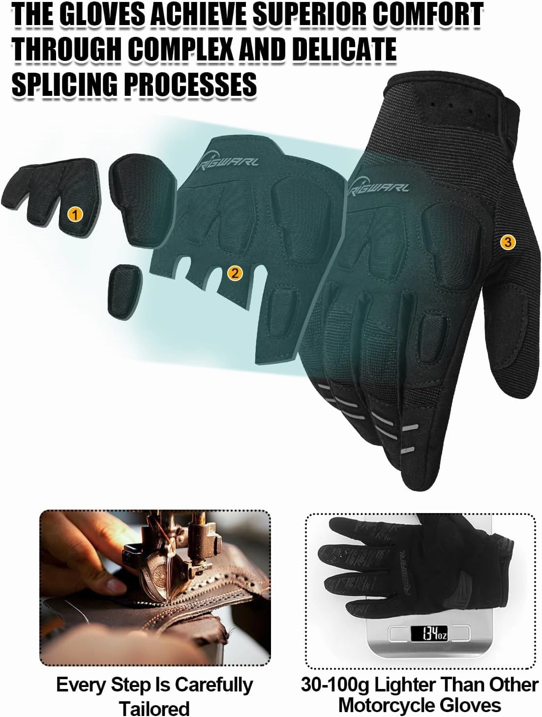 RIGWARL Comfortable Mountain Bike Motorcycle Gloves Women and Men with Touchscreen Fingers for Riding ATV MTB Drit Bike…