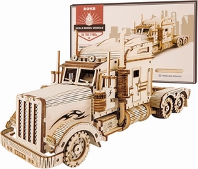 ROKR 3D Wooden Puzzle for Adults-Mechanical Car Model Kits-Brain Teaser Puzzles-Vehicle Building Kits-Unique Gift for Kids on Birthday/Christmas Day(1:40 Scale)(MC502-Heavy Truck)