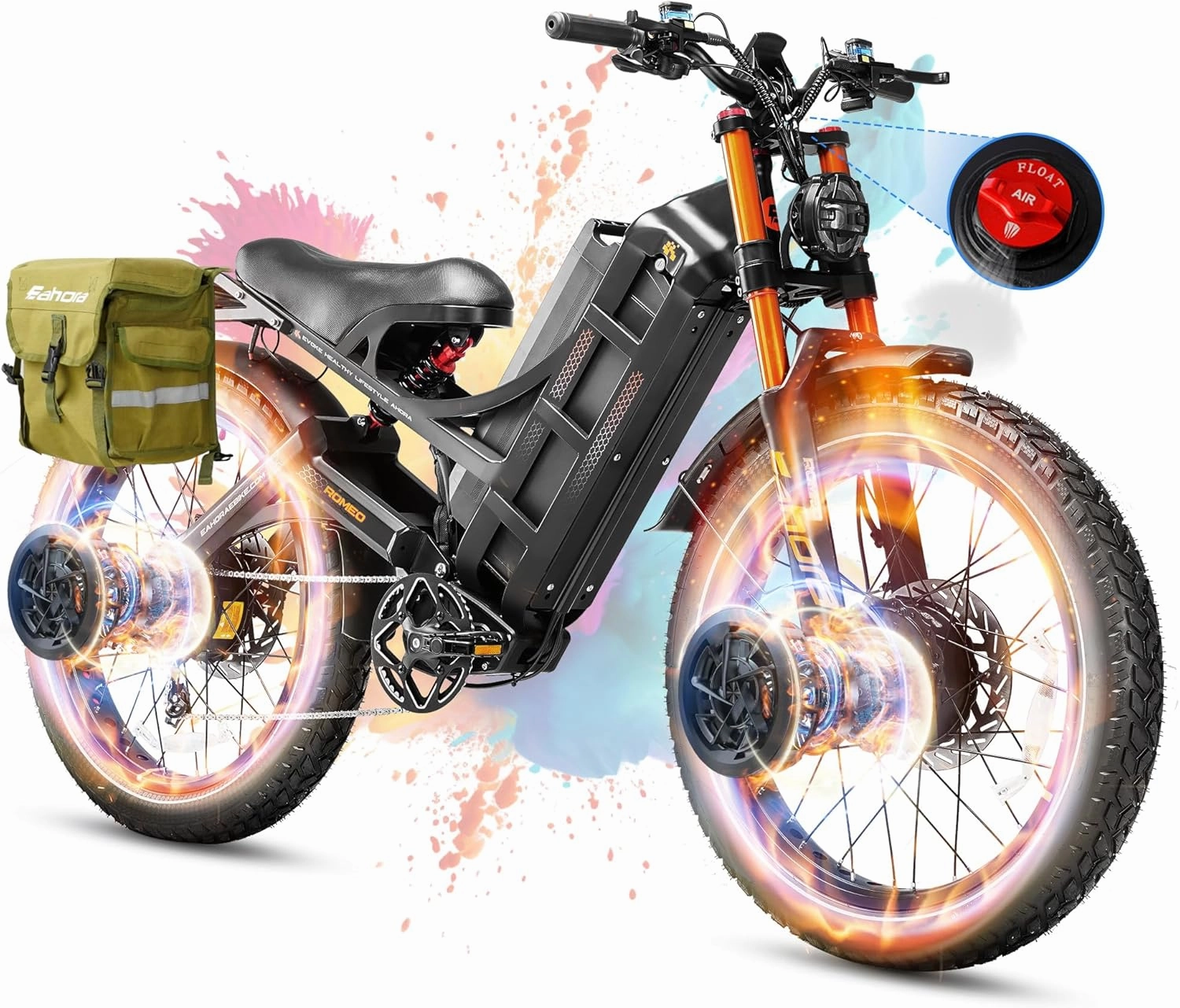 Romeo Pro III/Pro II Ebikes for Adults 50MPH/44MPH 4000W/5000W Dual Motor Electric Bike 60V 80AH/52V 70AH Ebike 250 /200  Miles Long Range Ebike 26 * 4.0" Fat Tire Full Suspension E-Bike