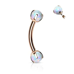 Rose Gold Curved Barbell with Claw Set Opals
