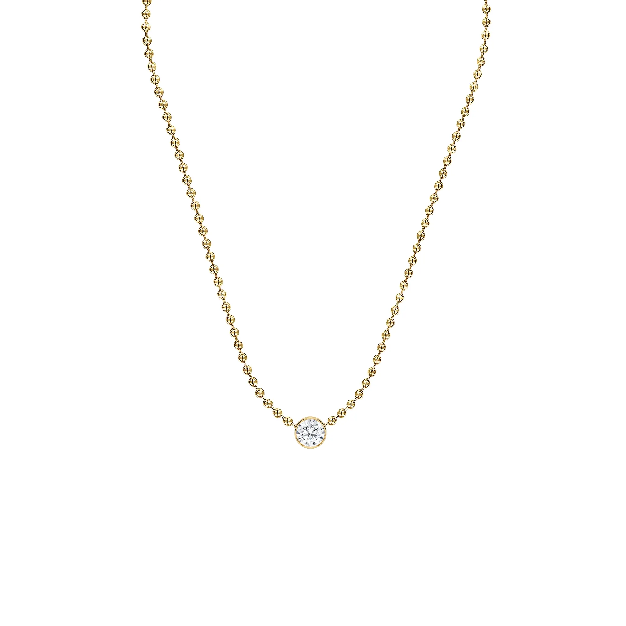 Round Diamond Bezel Ball Chain Necklace