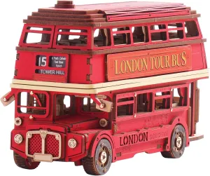 rowood 3D Puzzles for Adults,DIY Bus Toy Wooden Model Kit Building Set,Birthday/Christmas Gift for Kids/Teens/Boys-London Bus
