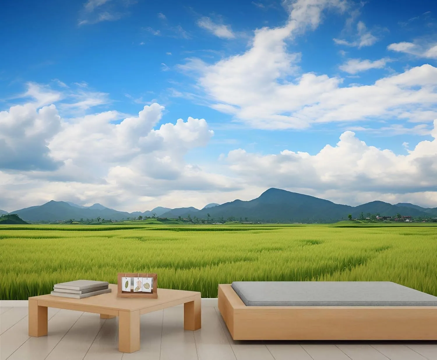 Rural Scenery Large Mural Wallpaper, Prairie Mountain View Personalized Poster, Natural Landscape Custom Photo Mural for TV Background Bedroom Sofa Backdrop (Non-self-Adhesive)