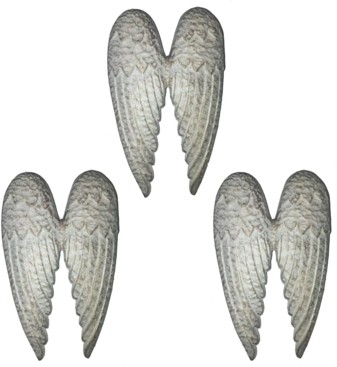 Rustic Brushed Gold cast iron angel wings, three piece set