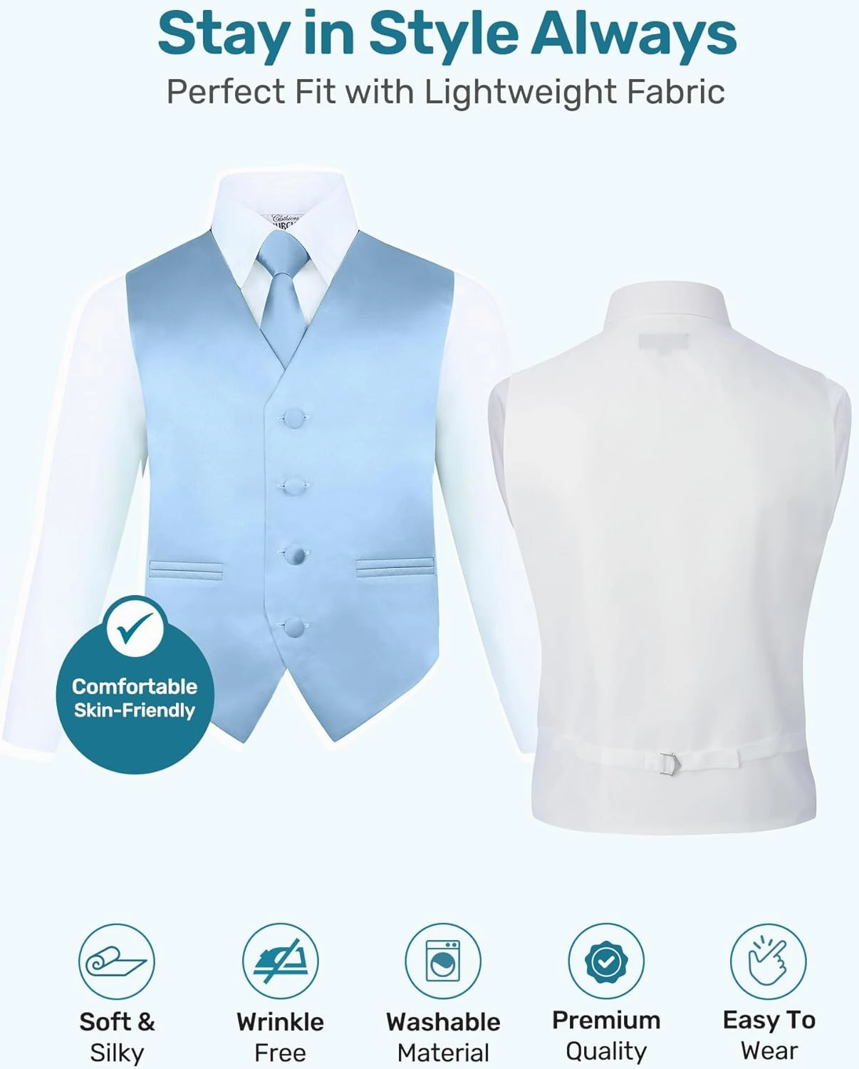 S.H. Churchill & Co. Boy's 4 Piece Vest Set, with Bow Tie, Neck Tie & Pocket Hankie