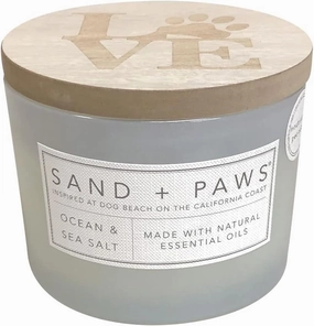 Sand   Paws Scented Candle - Ocean & Sea Salt - Additional Scents and Sizes –Luxurious Air Freshening Jar Candles Neutralize pet Odors and Enhance Home décor – 100% Cotton Lead-Free Wicks - 12 oz