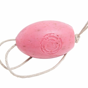 Savon de Marseille - French Soap On A Rope - Natural and Eco Friendly Hand Wash - Made with Organic Argan Oil - Rose Petals Fragrance - 270g Bar