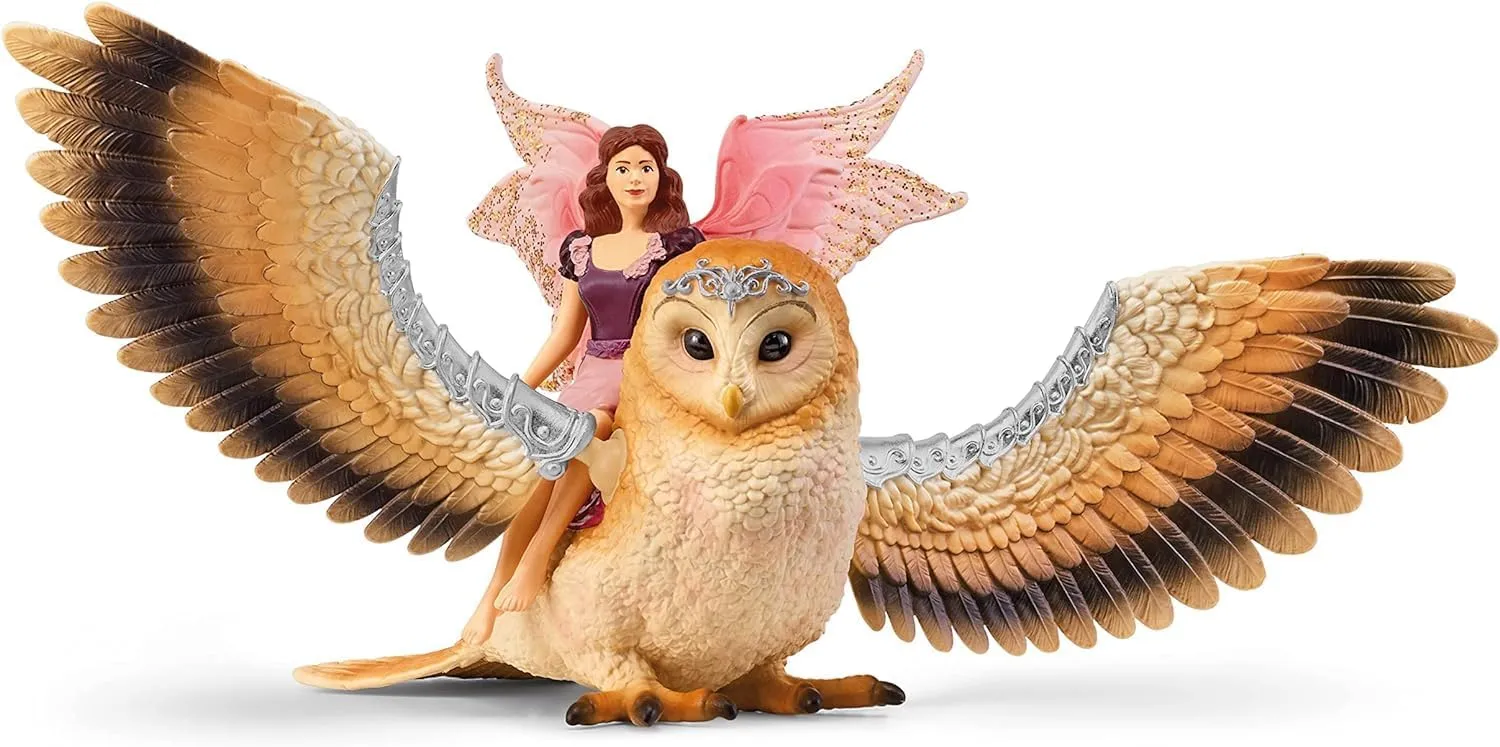 Schleich bayala Flying Fairy with Glam Owl Playset - Enchanting Magical Fairy and Pet Owl Figurine Playset, Imaginative Toy for Children Girls and Boys, Gift for Kids Age 5-12
