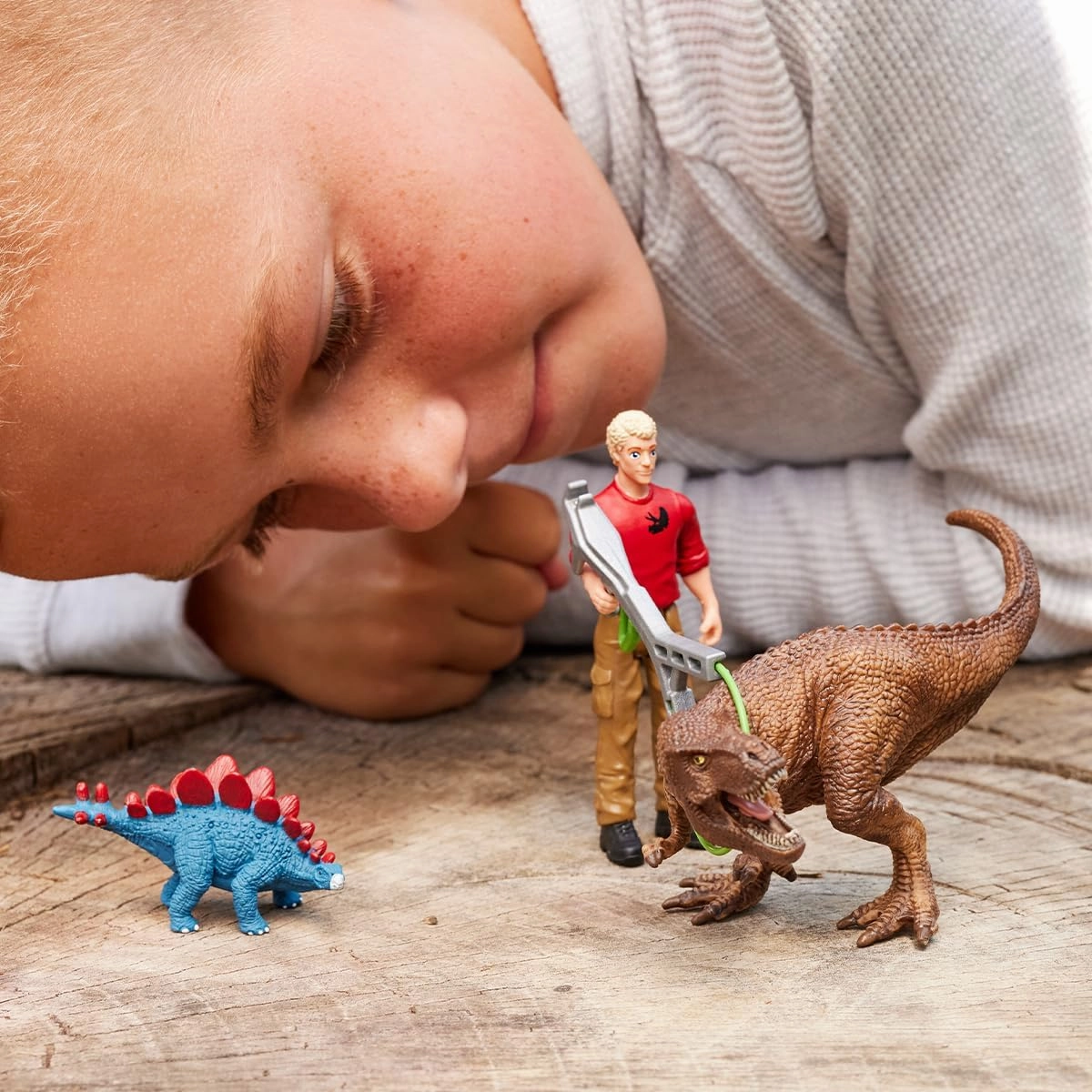Schleich Dinosaurs, Dinosaur Toys for Kids, Tyrannosaurus Rex Attack 5-Piece Dino Set with T-Rex Toy, Ages 4 