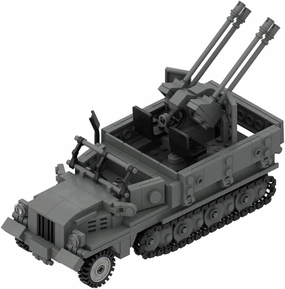 Sdkfz-11 Anti-Aircraft Vehicle Military MOC Model Building Blocks Set,with Two Seats and Two Anti-Aircraft Weapons, Tracked Anti-Aircraft Vehicle, 430PCS Gift for Adult