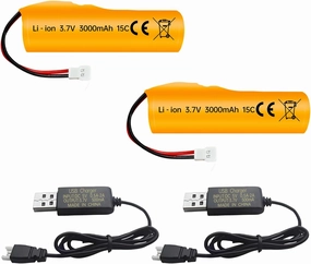 sea jump 2PCS 3.7V 3000mAh Li-ion Battery with Molex Plug and USB Charging Cable for RC Engineering Vehicles Drifting Vehicles Trucks Off-Road Cehicles RC High-Speed Climbing Racing Cars RC Boats