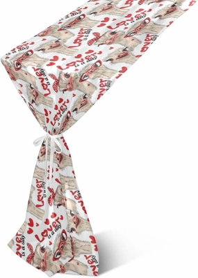 Seamless Ostriches with Red Glasses Hairpins Lover is a Day 13" X 70" Rectangle Table Runner Long Tablecloth Placemat for Party Home Decor Indoor Outdoor Office Kitchen Dining Wedding