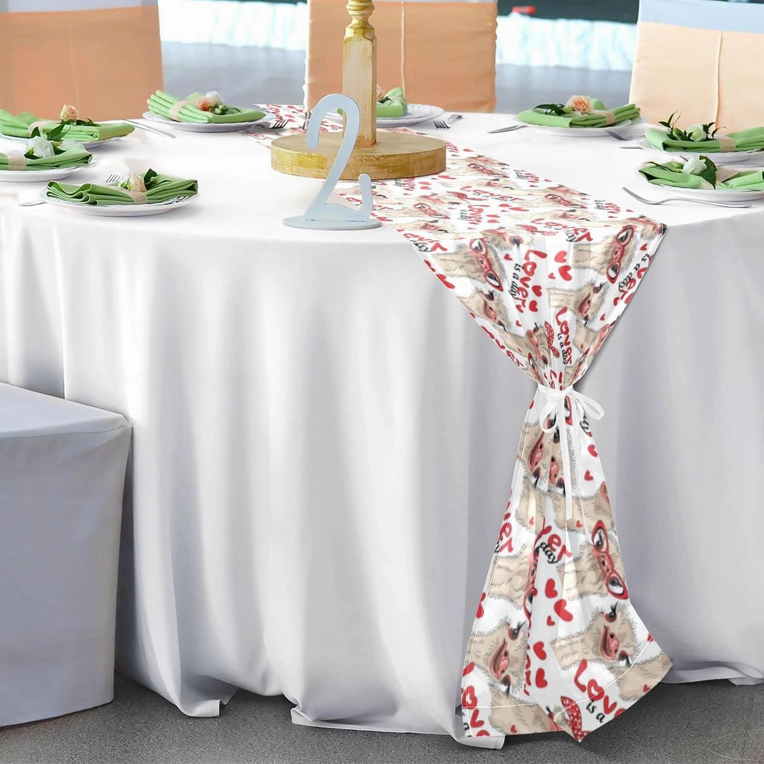 Seamless Ostriches with Red Glasses Hairpins Lover is a Day 13" X 70" Rectangle Table Runner Long Tablecloth Placemat for Party Home Decor Indoor Outdoor Office Kitchen Dining Wedding