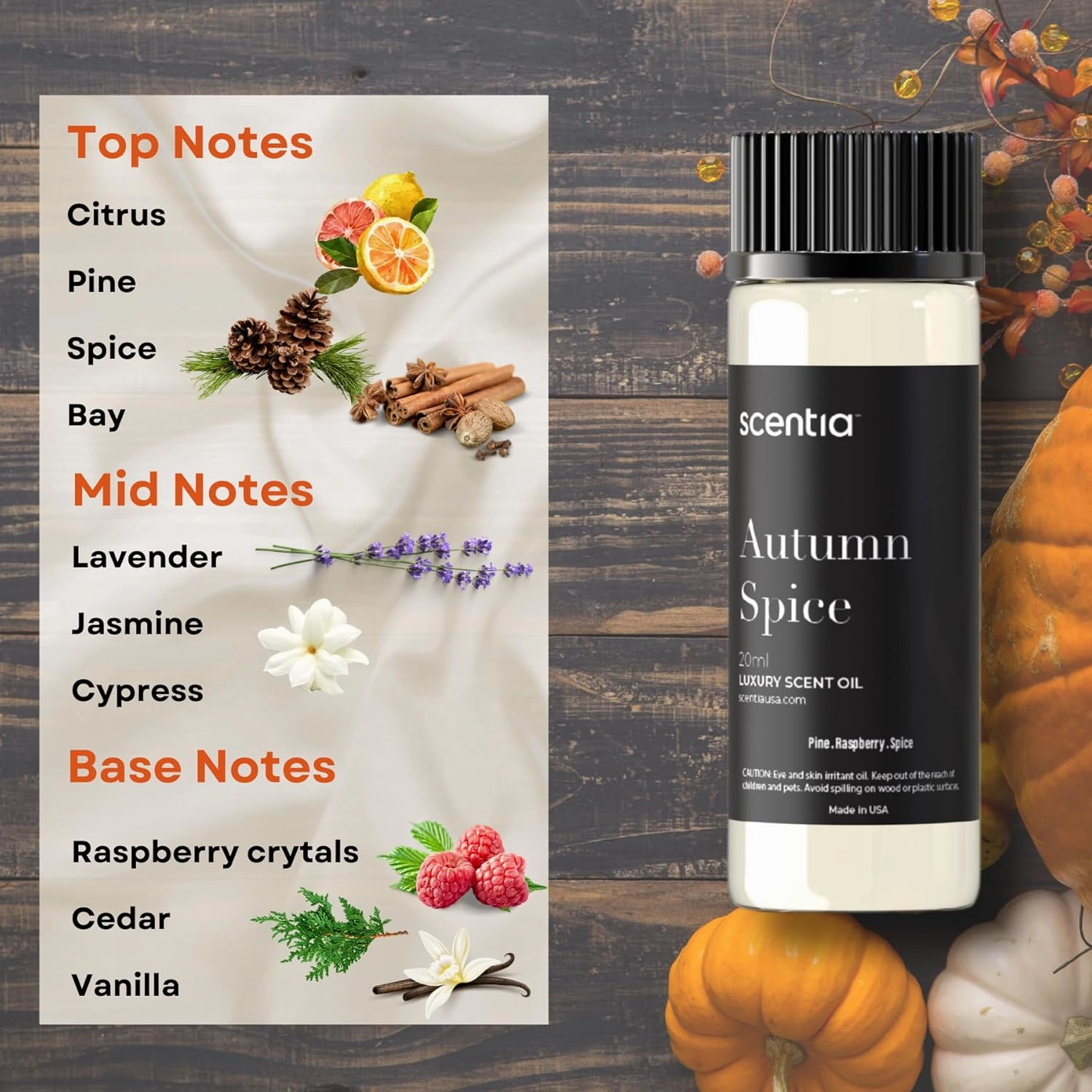 Seasonal Fragrance Oil Set – Warm Cinnamon, Lemon,Eucalyptus, Sage, Cedar & Pine Spice – 3x20ml Aromatherapy Essential Oils for Diffusers, Candle Making, Mothers Day Gift