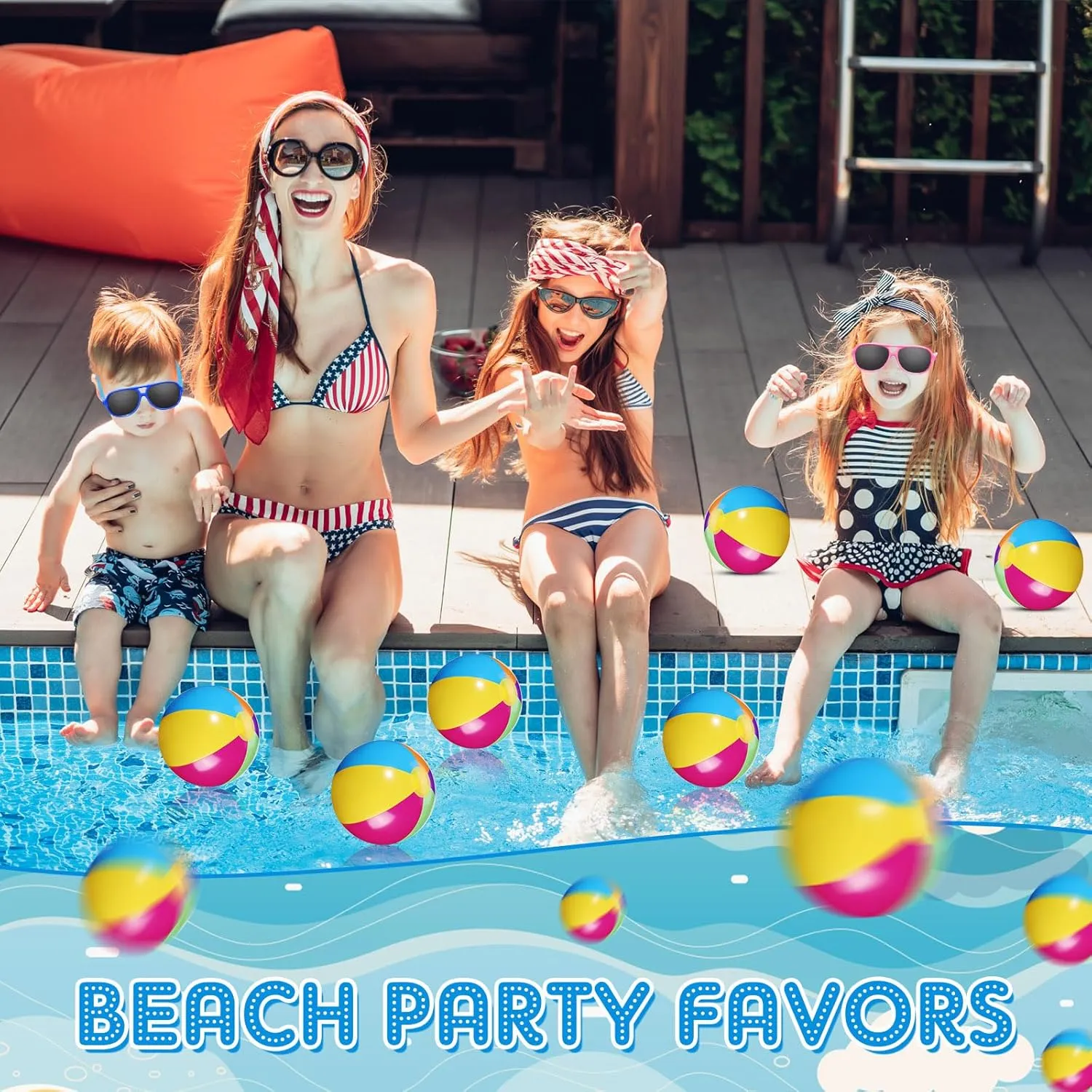 Seematn 54 Pcs Pool Beach Party Favors Bulk 6 Inch Inflatable Beach Ball Kids Sunglasses Mini Water Gun for Outdoor Beach Summer Swimming Pool Party Game (Vivid,Classic)