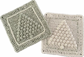 Set of 2 Hand Crocheted Washcloths Dishcloths, Face Cloth - 100% Cotton - GREAT GIFT - Handmade in the USA (Christmas Tree Dishcloth/Hot Pad Set)