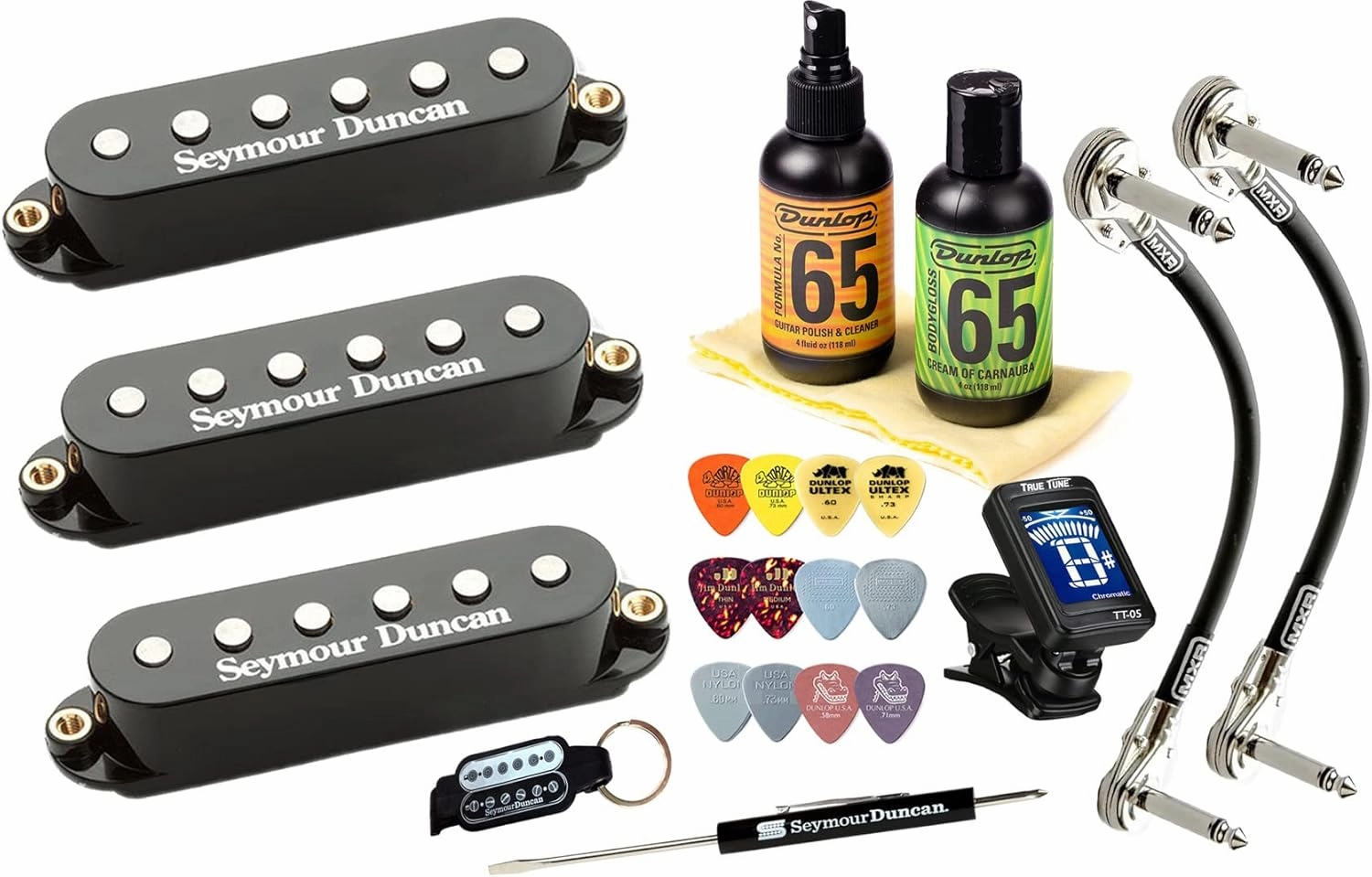Seymour Duncan STK-S4s Classic Stack Plus Strat 3 Noiseless Pickup Set Bundle 11208-10-Bc