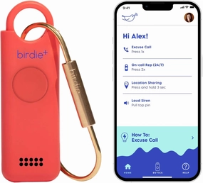 She’s Birdie - Birdie  Smart Personal Safety Alarm for Women by Women–Loud Siren, Key Chain, 24/7 Live Rep, Emergency Alerts, Bluetooth Connection - 3 Month App Subscription Included (Coral)