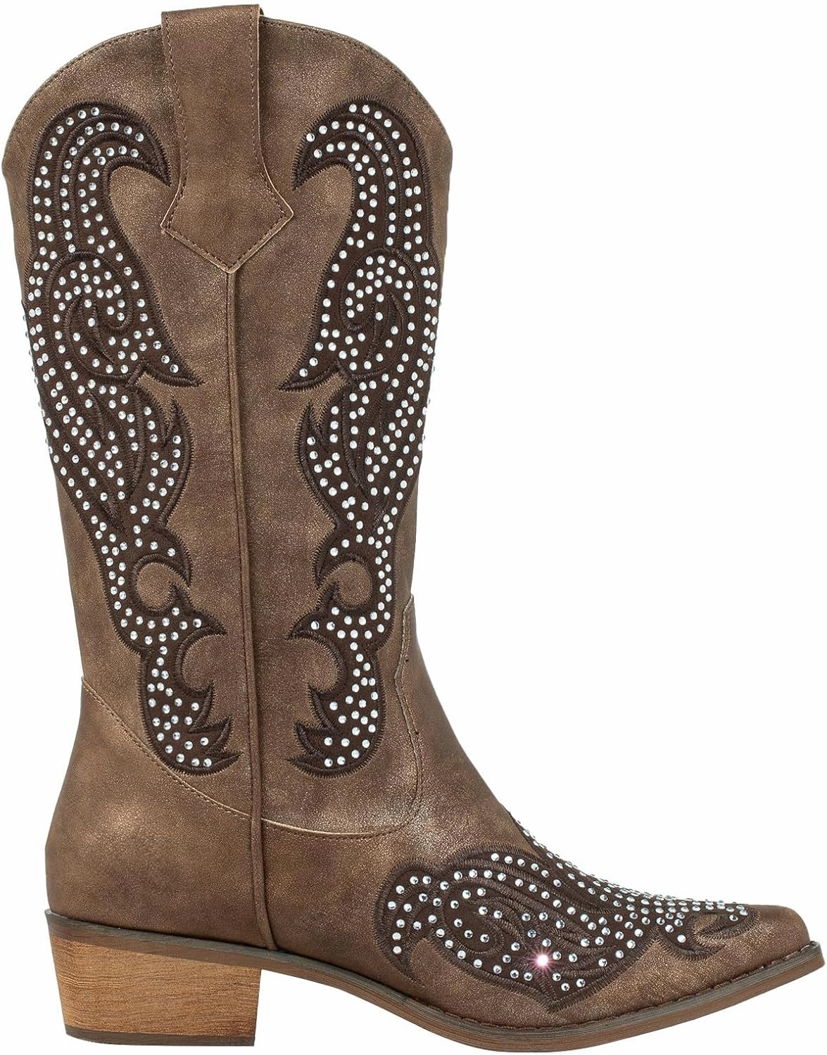 SheSole Women's Rhinestone Cowgirl Boots Sparkly Black Cowboy Boots Diamond Upper Bling Glitter for Party Wedding