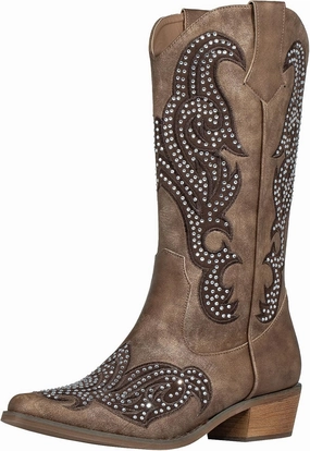 SheSole Women's Rhinestone Cowgirl Boots Sparkly Black Cowboy Boots Diamond Upper Bling Glitter for Party Wedding