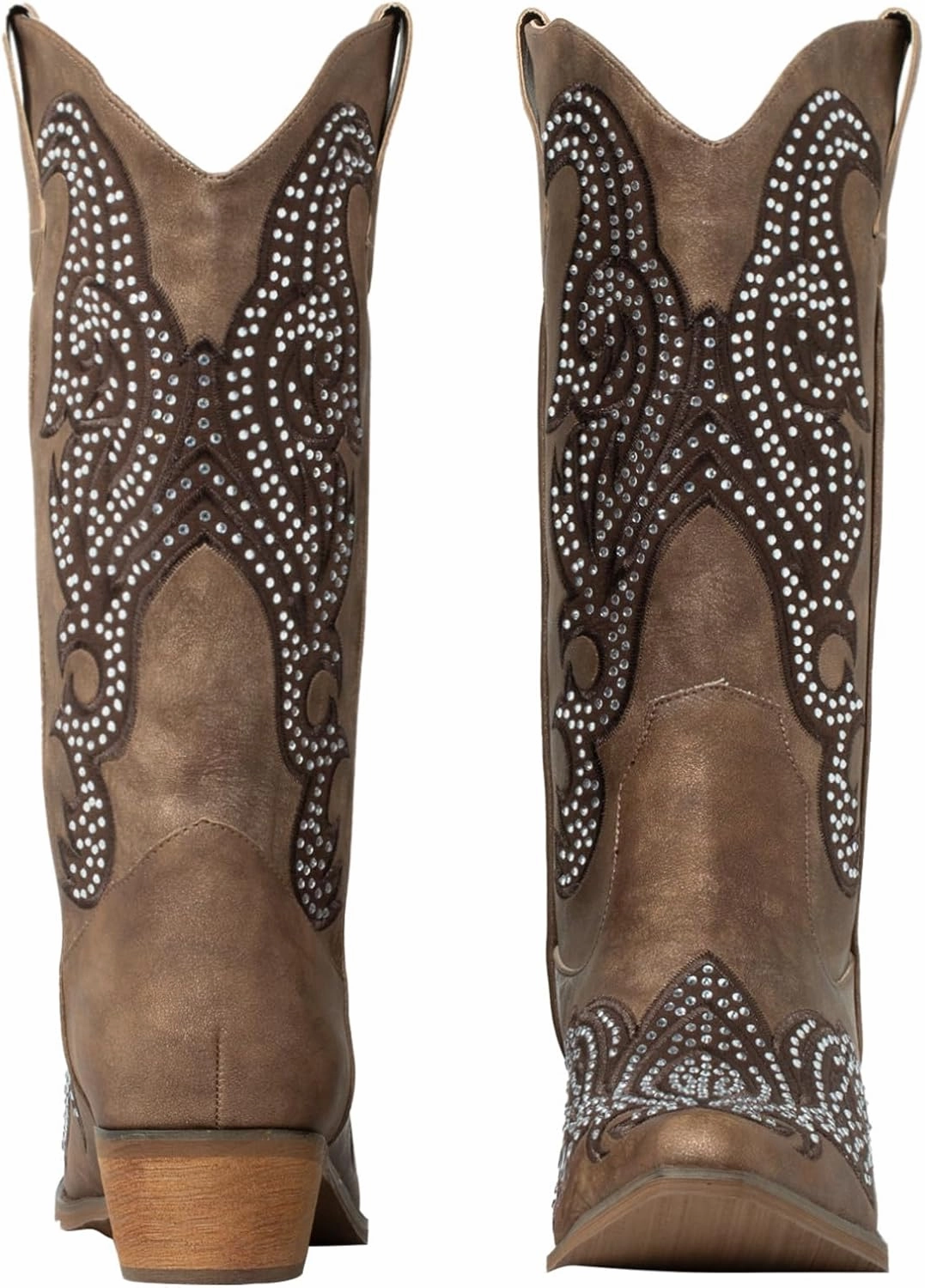 SheSole Women's Rhinestone Cowgirl Boots Sparkly Black Cowboy Boots Diamond Upper Bling Glitter for Party Wedding