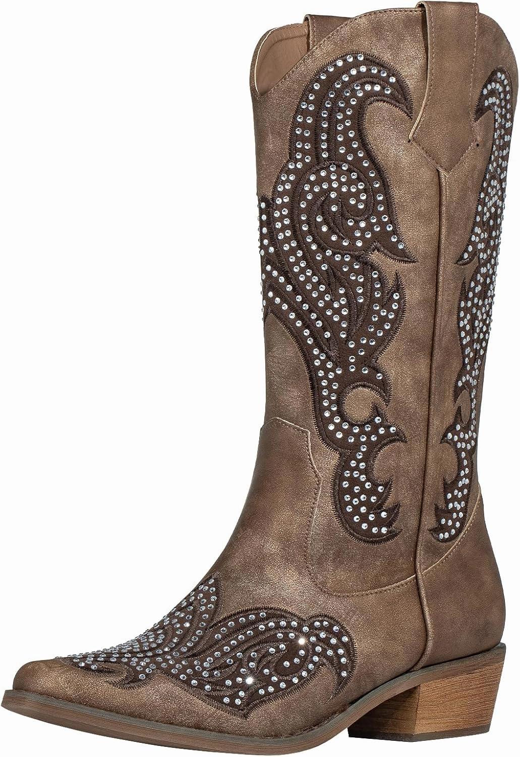 SheSole Women's Rhinestone Cowgirl Boots Sparkly Black Cowboy Boots Diamond Upper Bling Glitter for Party Wedding