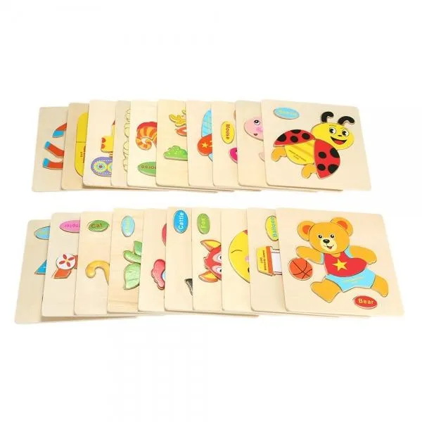 Ship Shaped Wooden Puzzle Block Cartoon Educational Toy Multicolor