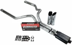 Shopline Dual 3 inch Fits Silverado Fits Sierra 1500 07'-14' Flowmaster Super 44 series Slash Chrome Tip