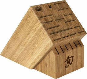 Shun Bamboo Knife Block, 22 Slot Large Knife Holder, Made from Genuine Bamboo, Kitchen Storage for Professional and Home Chefs