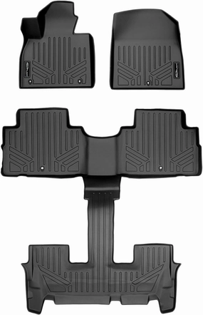 SMARTLINER Custom Fit Floor Mat Black 2 Row Liner Set Compatible with 2020-2025 Hyundai Palisade w/Bucket Seats