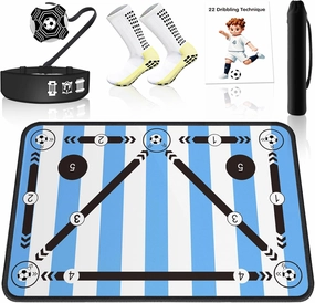 Soccer Training Mat with Silent Shock Absorption and Non-Slip Base for Footwork Training and Ball Mastery(Belt Version)