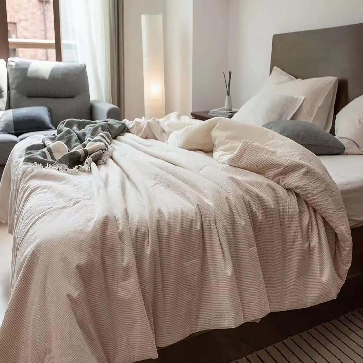 Soft Cool Quilt,Skin-Friendly and Comfortable Washed Moisture-Absorbing and Breathable air-Conditioned Quilt (B Single) (B Twin)