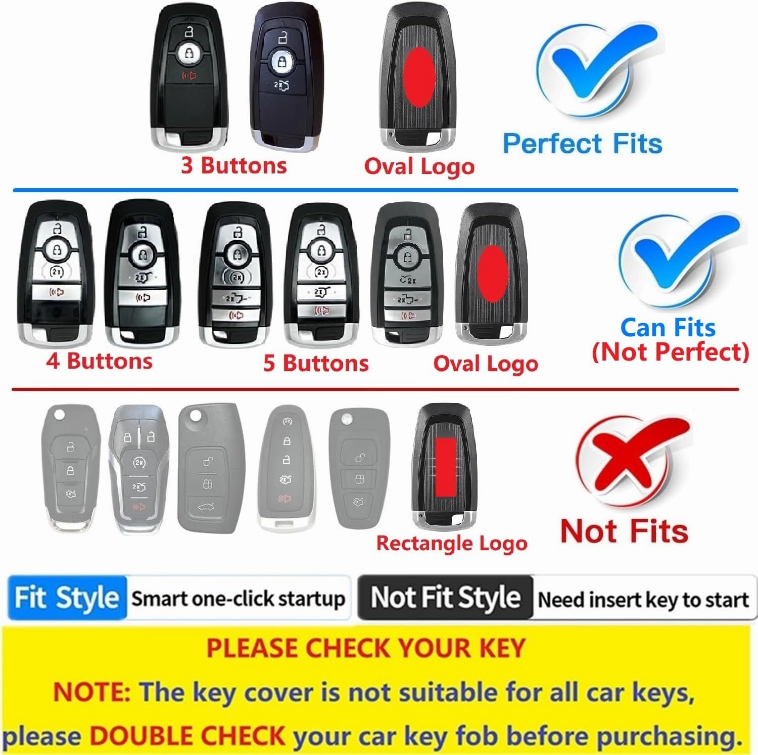 Soft TPU Case Key Fob Cover for Ford Bronco Ecosport Edge Escape Expedition Explorer F150 F250 F350 F450 F550 Fusion Maverick Mondeo Mustang Ranger Car Key - Glossy Red - Metal Keychain