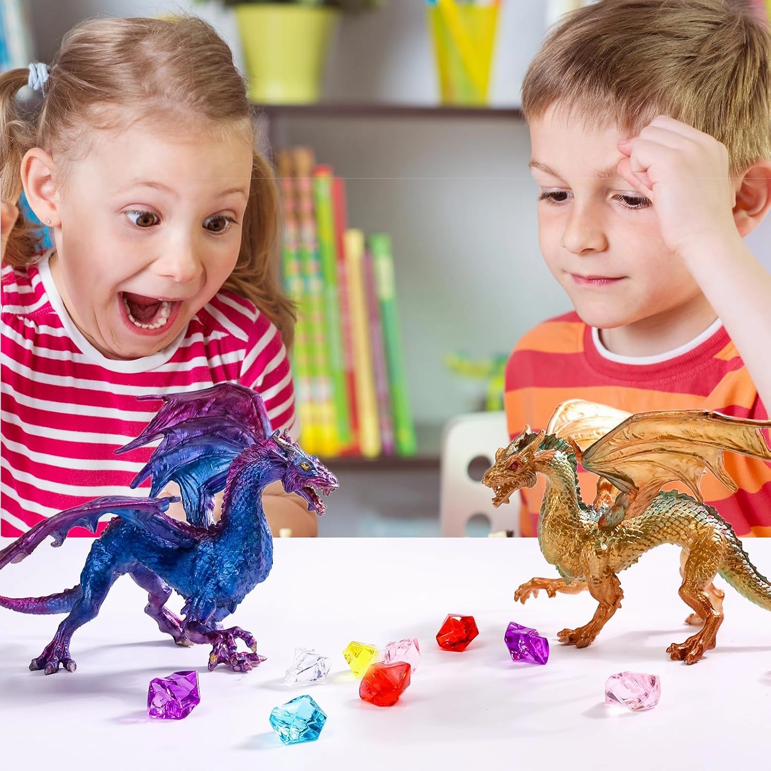 SOLDAY Dragon Toys Painting Kits for Kids Arts and Crafts Ages 3 6 5 7 9 12 Boys Girls to Make Your Own Paintable Figurines Metal Color Party Supplies - 2 Dragons