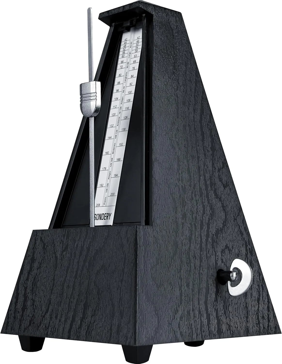 Sondery Classic Mechanical Metronome with Bell for Piano Guitar Drum Violin Saxophone All Instruments, Tempo Range 40-208bpm, Beats 02346, Black Wood Grain ABS Case with Comfortable Click Sound
