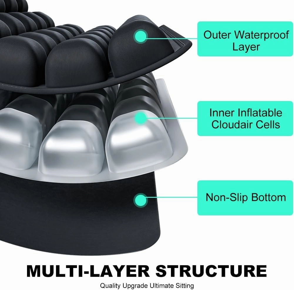 Sondur Travel Cushion,3D Air Inflatable Seat Cushion with Storage Bag, Portable Travel Seat Cushions for Airplane, Car, Office Chair, Wheelchair (Green)