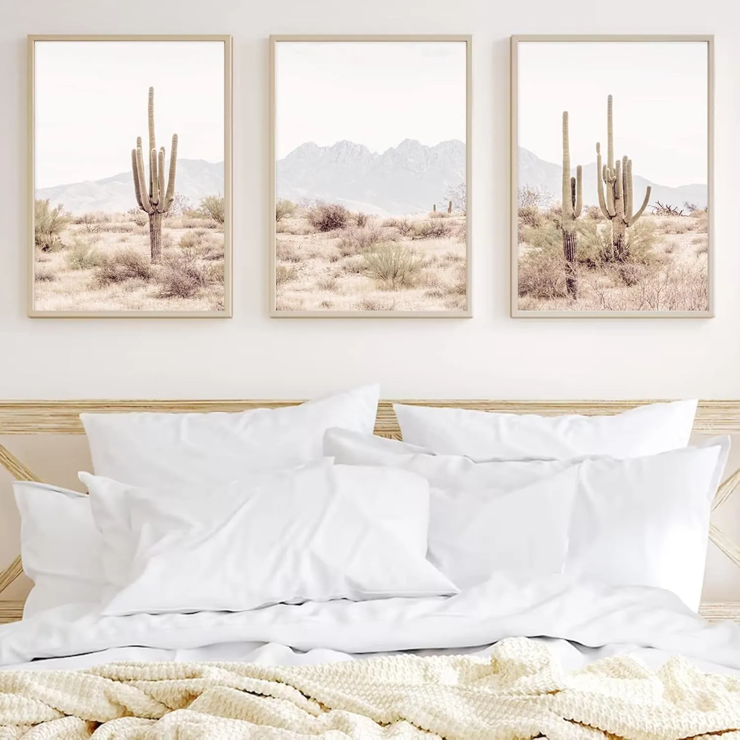 Sonoran Desert Landscape Wall Art Cactus Arizona Canvas Wall Decor Desert Poster Pictures Saguaro Cactus Art Prints Landscape Painting for Home Bedroom 12x16x3 Inch Unframed