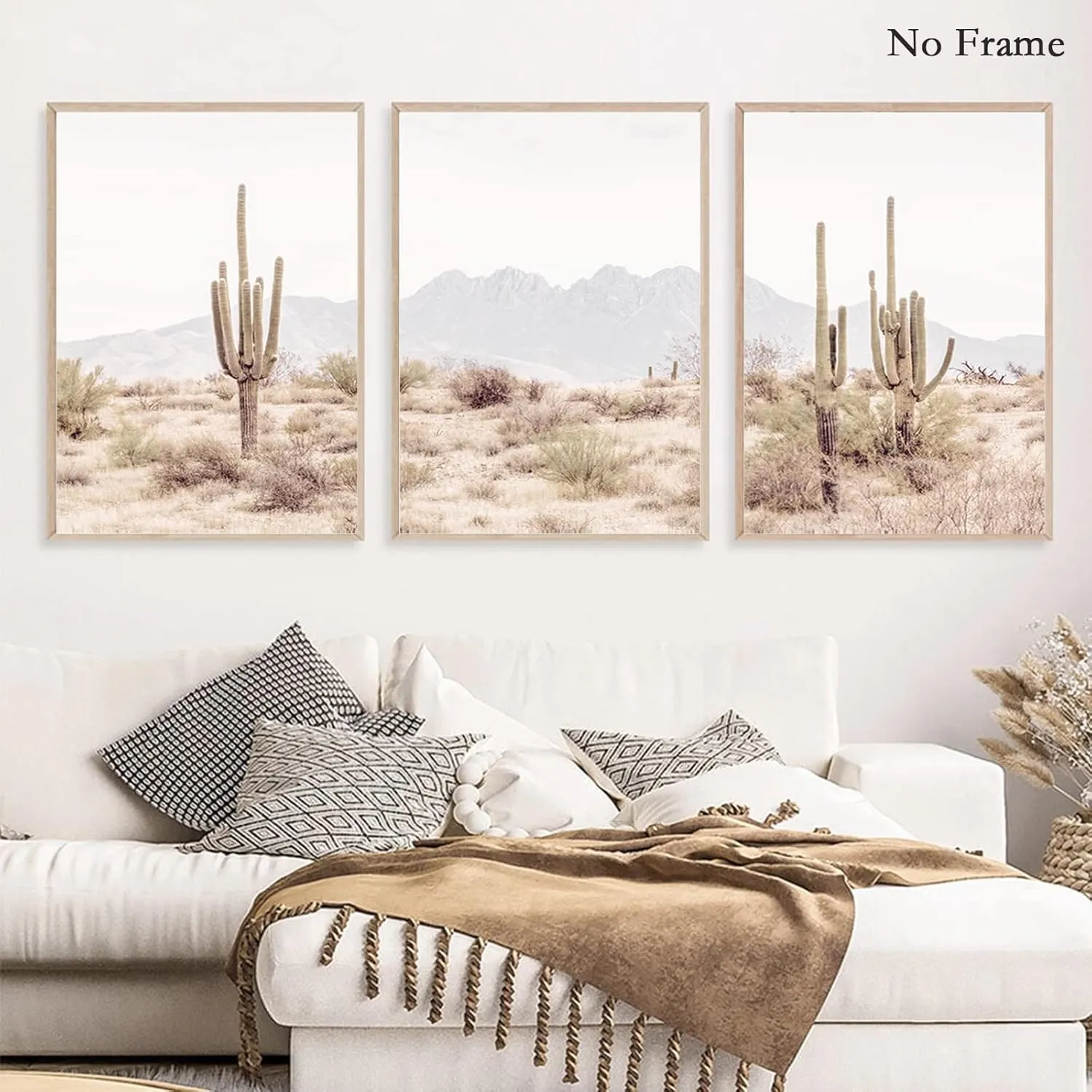 Sonoran Desert Landscape Wall Art Cactus Arizona Canvas Wall Decor Desert Poster Pictures Saguaro Cactus Art Prints Landscape Painting for Home Bedroom 12x16x3 Inch Unframed
