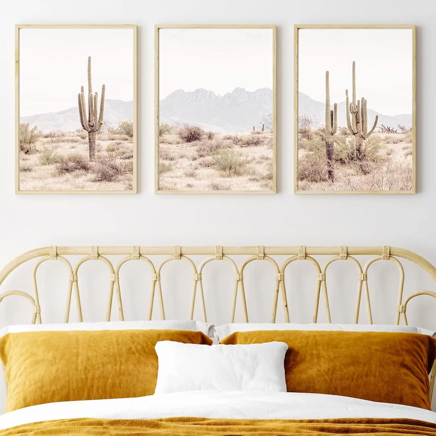 Sonoran Desert Landscape Wall Art Cactus Arizona Canvas Wall Decor Desert Poster Pictures Saguaro Cactus Art Prints Landscape Painting for Home Bedroom 12x16x3 Inch Unframed