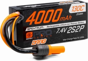 Spektrum 7.4V 4000mAh 2S 130C Smart No Prep Drag LiPo Battery: IC5, SPMXDRB1