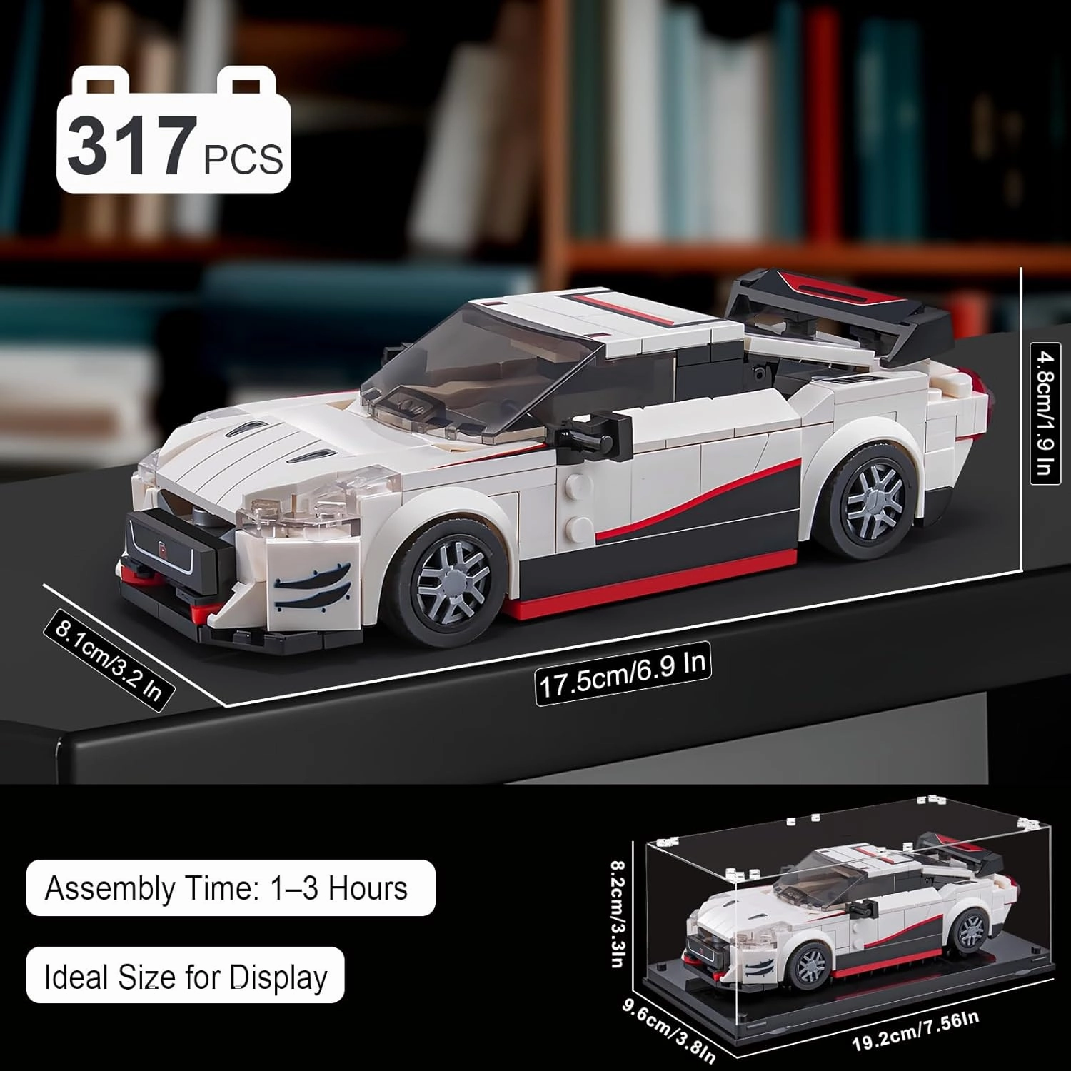 Sports Car Building Set for Adults, Classic Racing Car Decor Model Kit with Display Box, Vehicle Consturction Toys Gifts for Kids Boys Boyfriends Age 8-12-16 (317 Pieces)