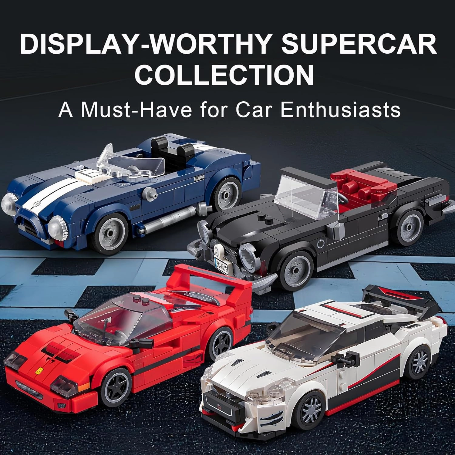 Sports Car Building Set for Adults, Classic Racing Car Decor Model Kit with Display Box, Vehicle Consturction Toys Gifts for Kids Boys Boyfriends Age 8-12-16 (317 Pieces)