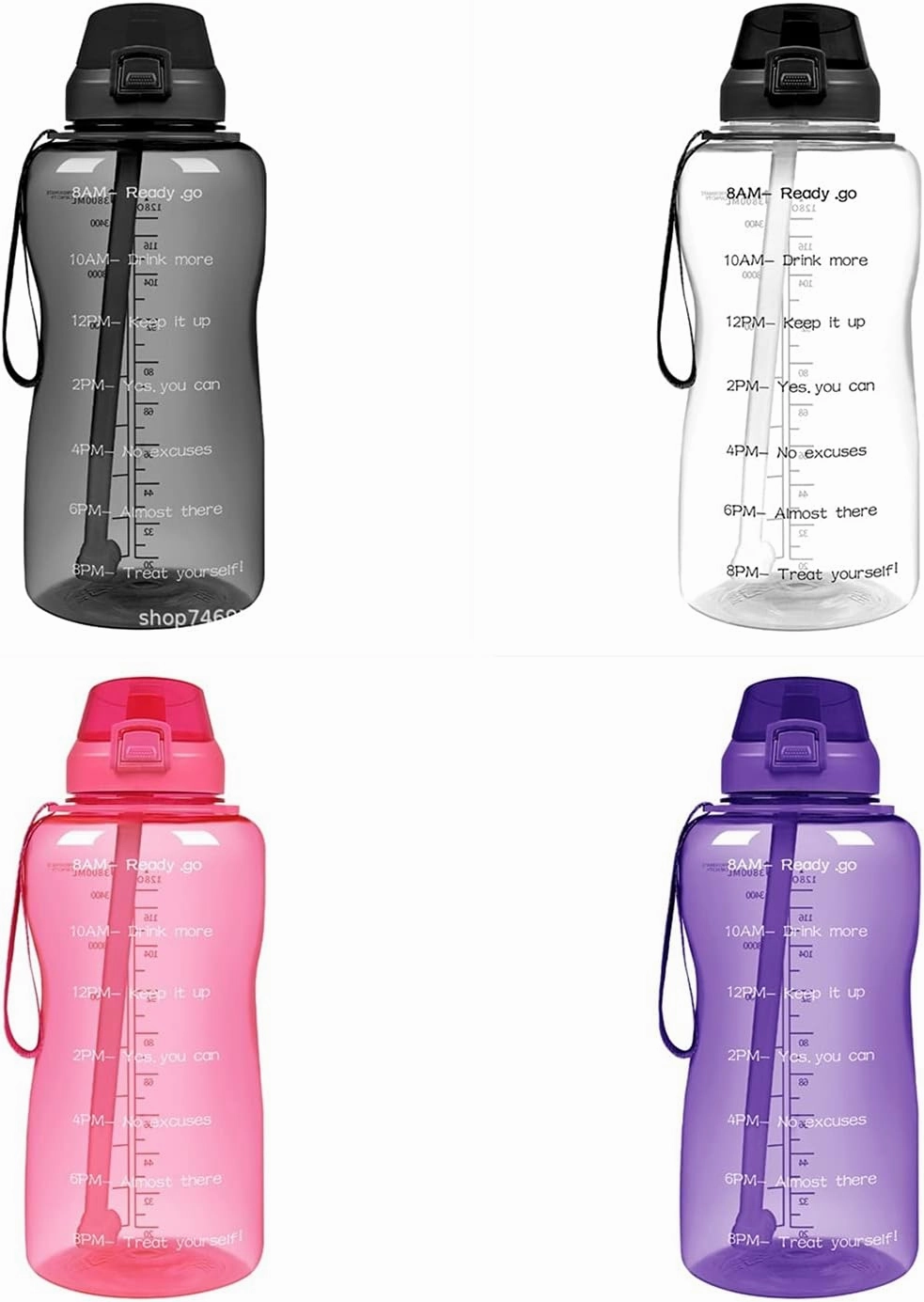 Sports Cup Large-Capacity Outdoor Sports Water Bottle with Rebound Straw Plastic Cup Rope Water Cup