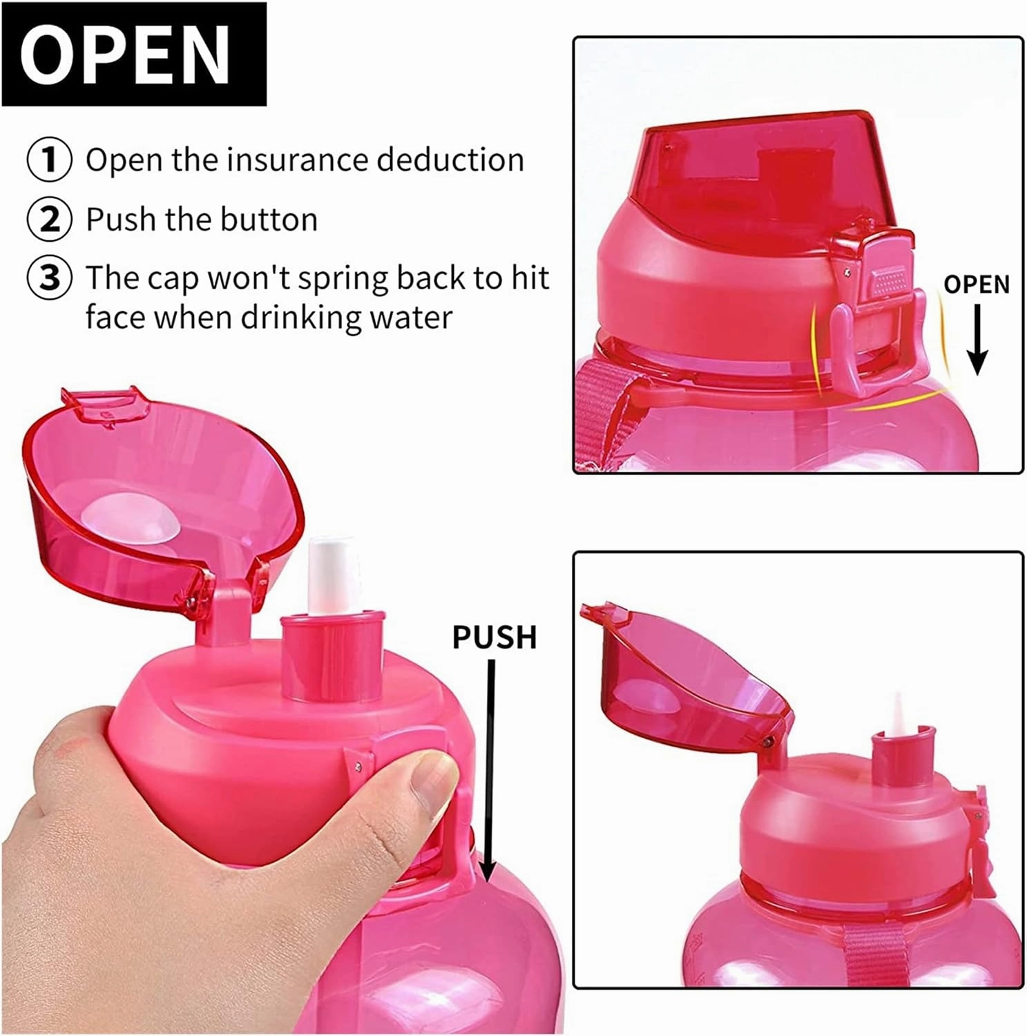 Sports Cup Large-Capacity Outdoor Sports Water Bottle with Rebound Straw Plastic Cup Rope Water Cup